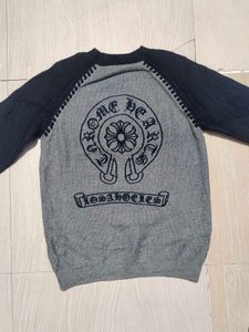 Chrome heart Men's Grey &amp; Black Sweater