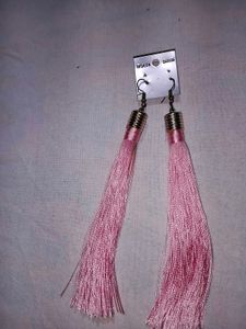 Pink Tassel Drop Earrings