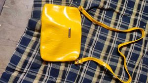 Bright Yellow Croc Embossed Crossbody Bag