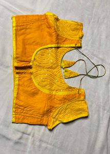 beautiful Yellow Thread &amp; Sequins Blouse
