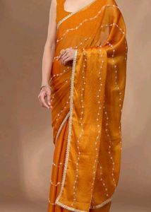 Elegant Orange Embroidered Saree ready to wear