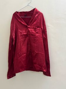 Satin Red Pajama Top