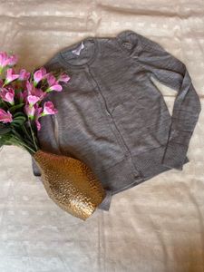Grey Puff Sleeve Cardigan