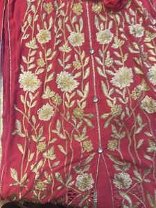 Elegant Red Kurta Set with Gold Embroidery
