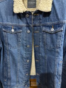 Primark Denim Jacket with Shearling Collar M