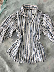 Blue and White Striped Relaxed Fit Tunic