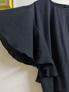 Chic Black Ruffle Sleeve Top