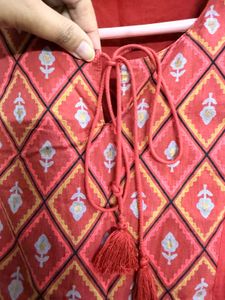 Red Ethnic Kurta with Tassels