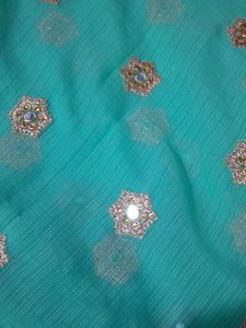 Stunning Teal Embellished Saree