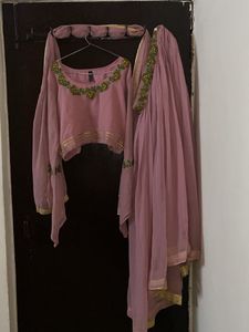 Elegant Pink Embroidered Gown