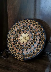 Boho Floral Round Clutch Bag