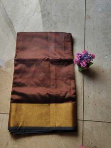 Elegant Brown Saree with Golden Border