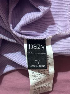 Cute Lilac Ribbed Square Neck Top
