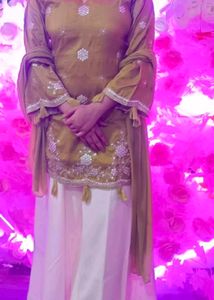Lime Green Kurta with White Palazzos