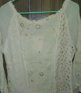 Mastro Italy Designer Chiffon Top | Embroidered