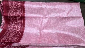 Elegant Pink Georgette Saree with Maroon Bandhani