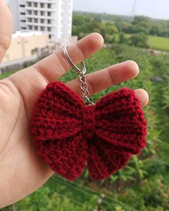 Red Crochet Bow Keychain🎀