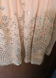 Beautiful Peach Sequined Kurta Set perfect for par
