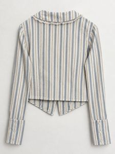 Striped Long Sleeve Button-Up Blouse
