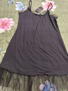 Spaghetti Strap Mesh Frill Nighty