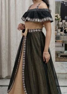 Elegant Black &amp; Beige Gown