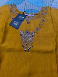Elegant Handwork Yellow Kurta Set with Dupatta