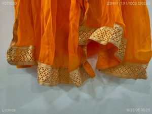 Bright Orange Dupatta with Golden Border