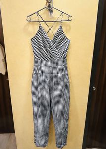 Gingham Print Jumpsuit with belt