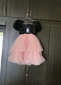 Black &amp; Pink Sequin Gown