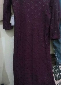 Stylish Sequin Embellished  purple kurti