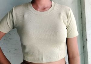 Ribbed Cropped T-Shirt