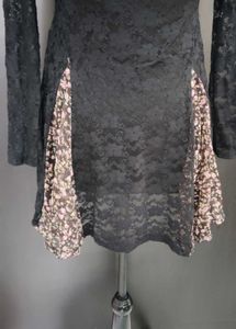 Black Lace Floral Insert Mini Dress