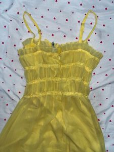 Yellow Ruffle Halter Dress