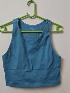 HRX Blue Ribbed Sports Bra
