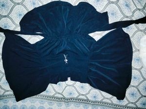 Chic Navy Blue Ruffled Top