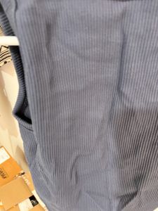 Ribbed Sleeveless Blue Tank Top