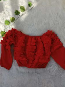 Red Ruffled Off-Shoulder Top