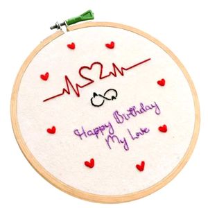 Handmade Embroidered Birthday Hoop