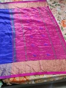 Vibrant Blue &amp; Pink Silk Saree