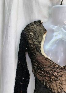 Sequin Lace One-Sleeve Mini Dress