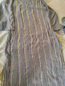 Elegant Grey Kurta with Gold Embellishments
