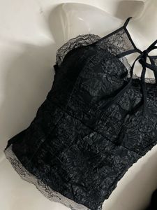 Black Lace Halter Neck Crop Top