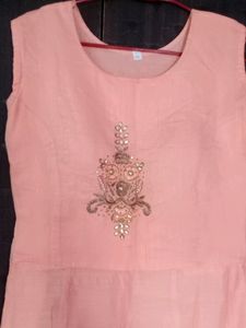 Peach Embroidered Anarkali Dress