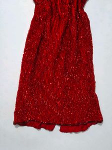 100% Silk Sparkling Red Party Dress