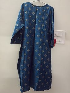 Elegant Teal Kurta with Gold Print
