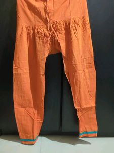 Orange Pure Cotton Pants With Nice Blue Border