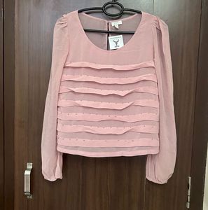 IMPORTED Chic Peach Tiered Long Sleeve Top