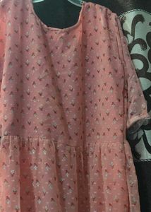 Pink Printed Long Frock