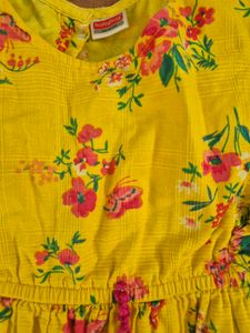 Yellow Floral Dress with Ruffle Sleeves