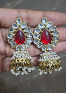 Red & White Jhumka